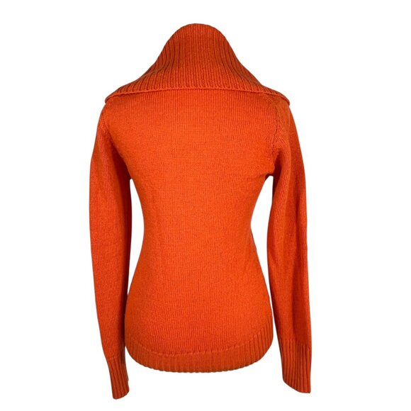 Anthropologie Hekla & Co Wool Blend Burnt Orange Cable Knit Cowl Neck Sweater S - Picture 6 of 13